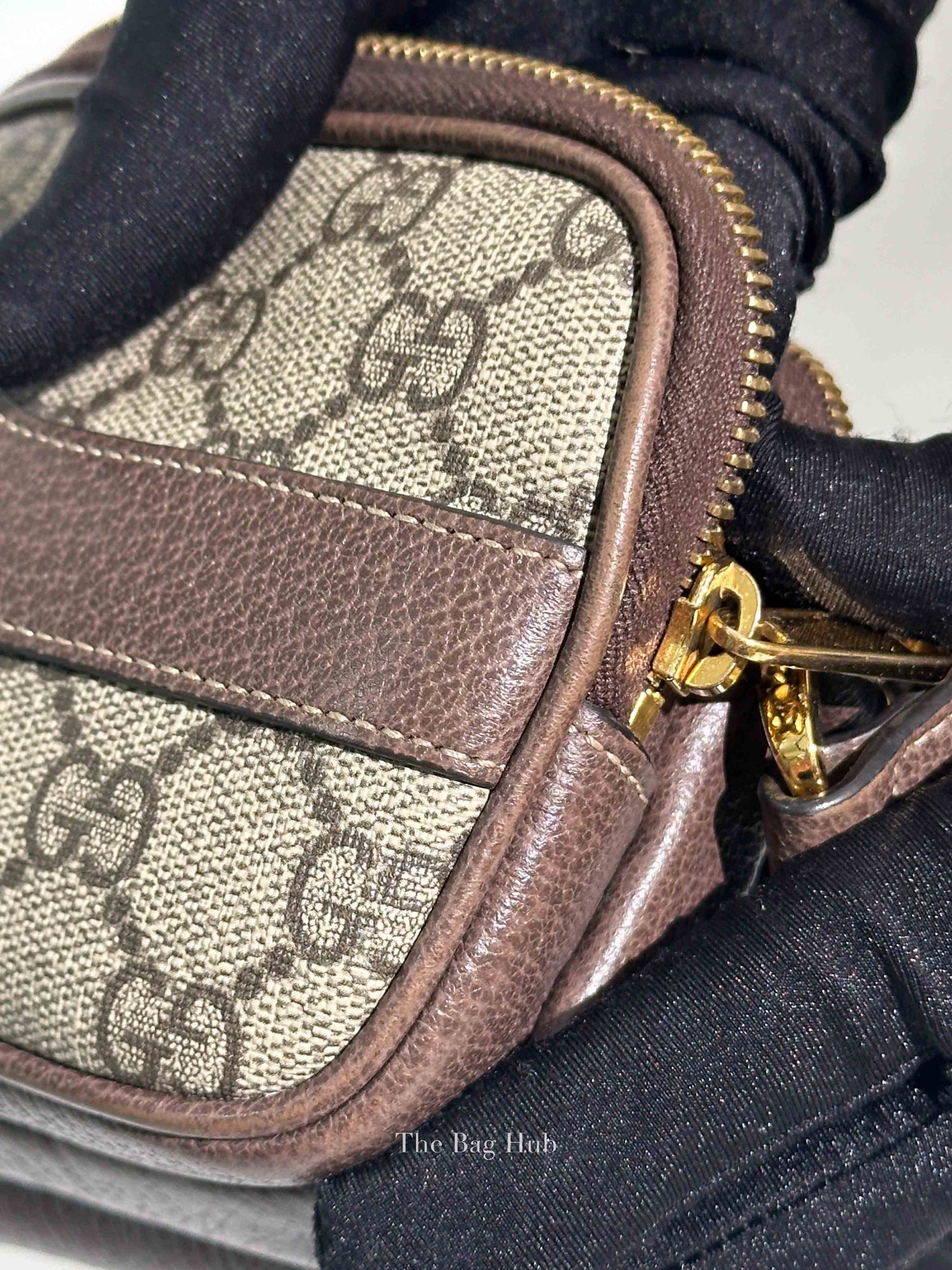 Gucci Brown/Ebony GG Supreme Ophidia Triple Zip Crossbody Bag