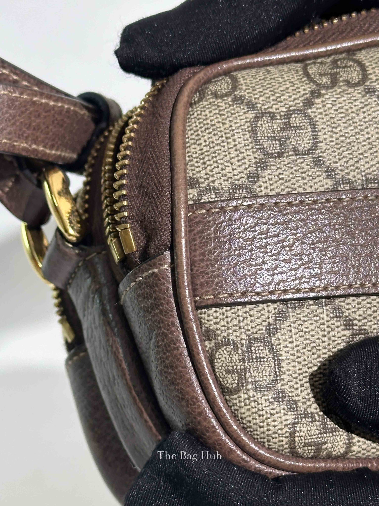 Gucci Brown/Ebony GG Supreme Ophidia Triple Zip Crossbody Bag