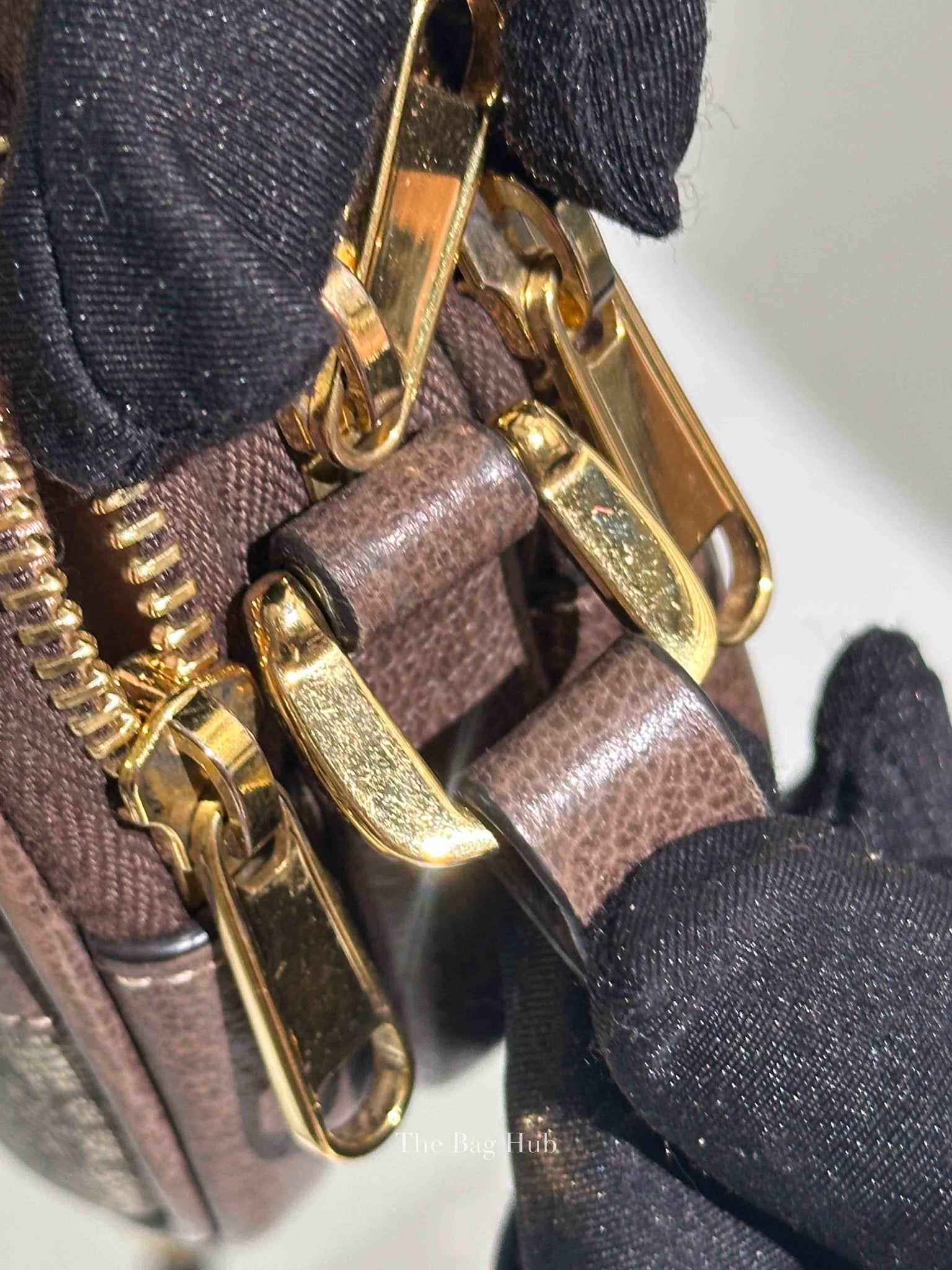 Gucci Brown/Ebony GG Supreme Ophidia Triple Zip Crossbody Bag
