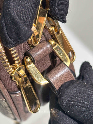 Gucci Brown/Ebony GG Supreme Ophidia Triple Zip Crossbody Bag