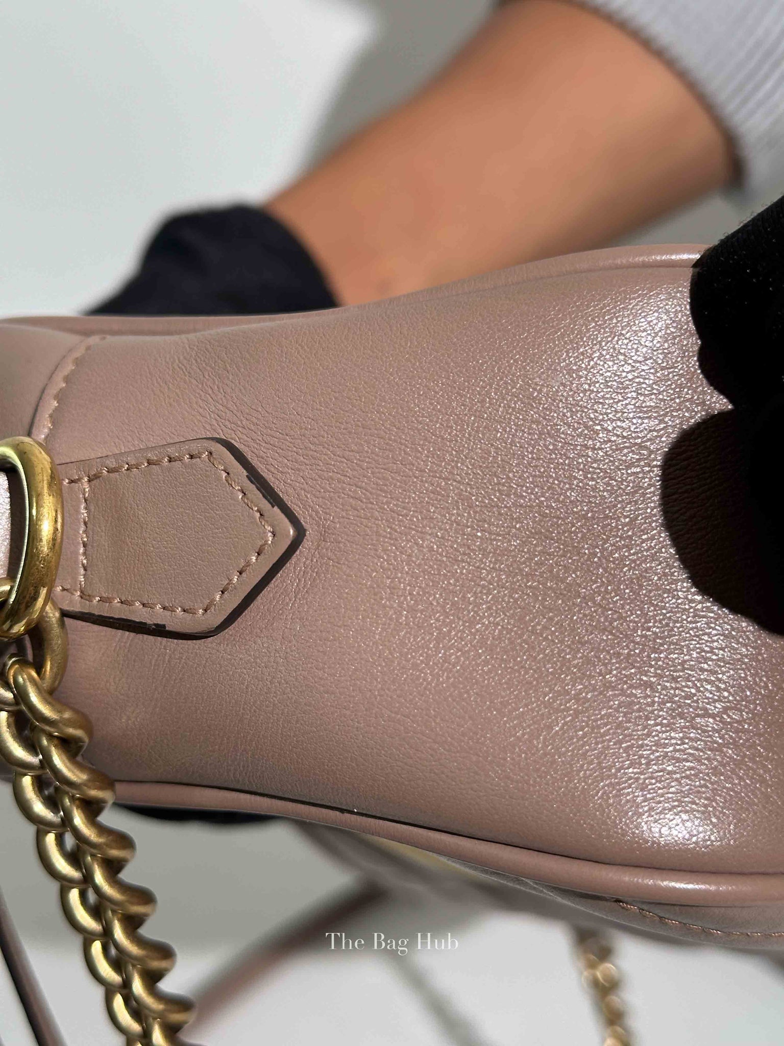 Gucci Dusty Pink Leather Matelasse GG Marmont Chain Small Shoulder Bag