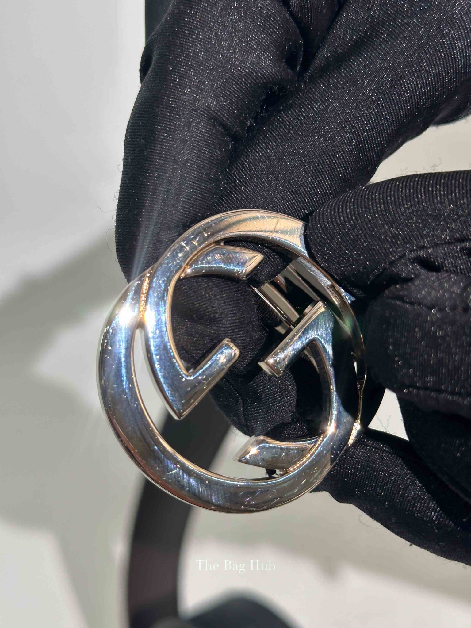 Gucci Black Cocoa Leather Guccissima Signature Interlocking G Reversible 37mm 85/34 Belt