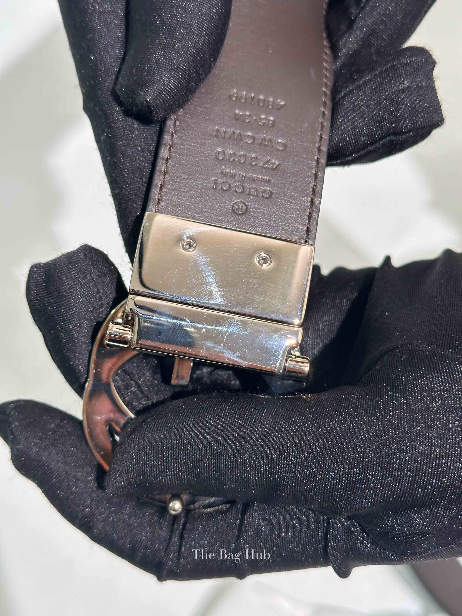 Gucci Black Cocoa Leather Guccissima Signature Interlocking G Reversible 37mm 85/34 Belt