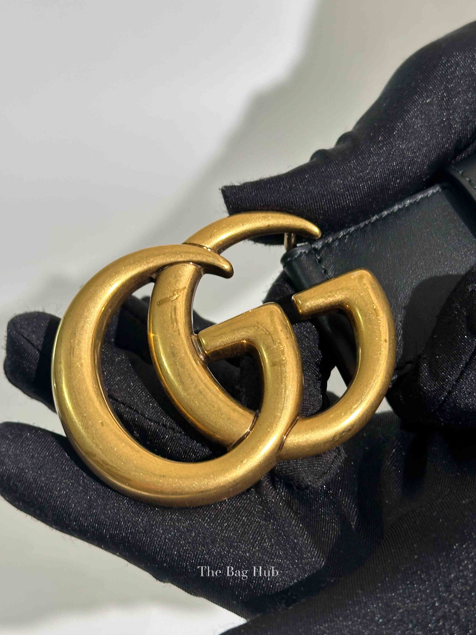 Gucci Black Leather GG Marmont 40mm Belt Size 85