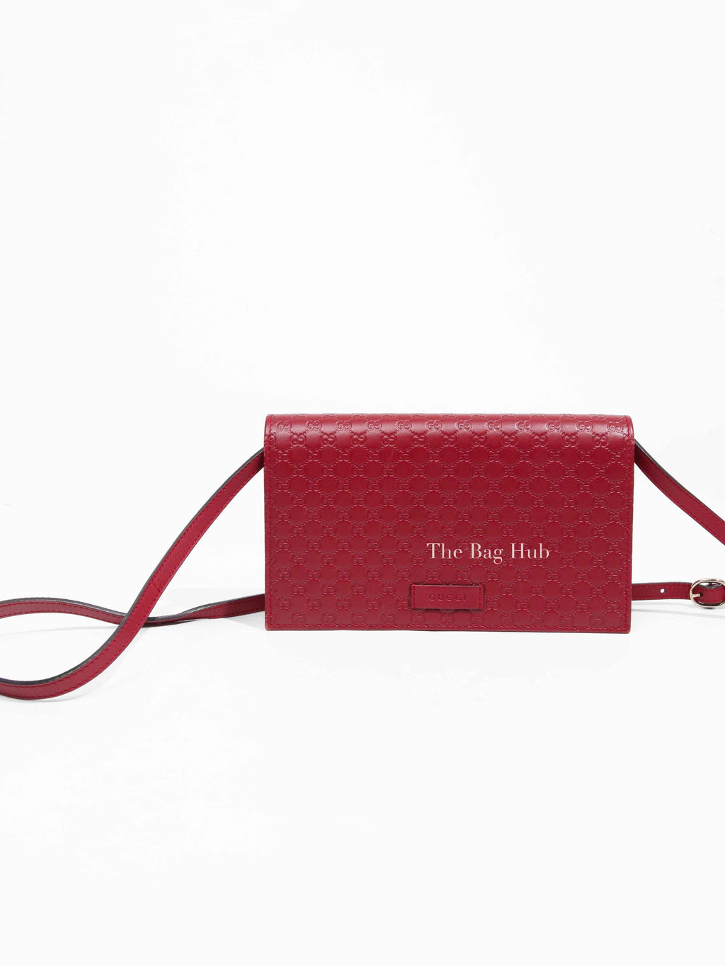 Gucci Red Leather Microguccissima Wallet on Strap
