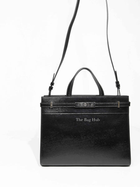 Saint Laurent Black Patent Small Manhattan Shopper Tote Bag