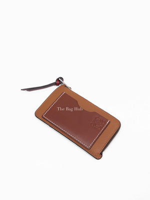 Loewe Tan Leather Coin And Zip Card Holder