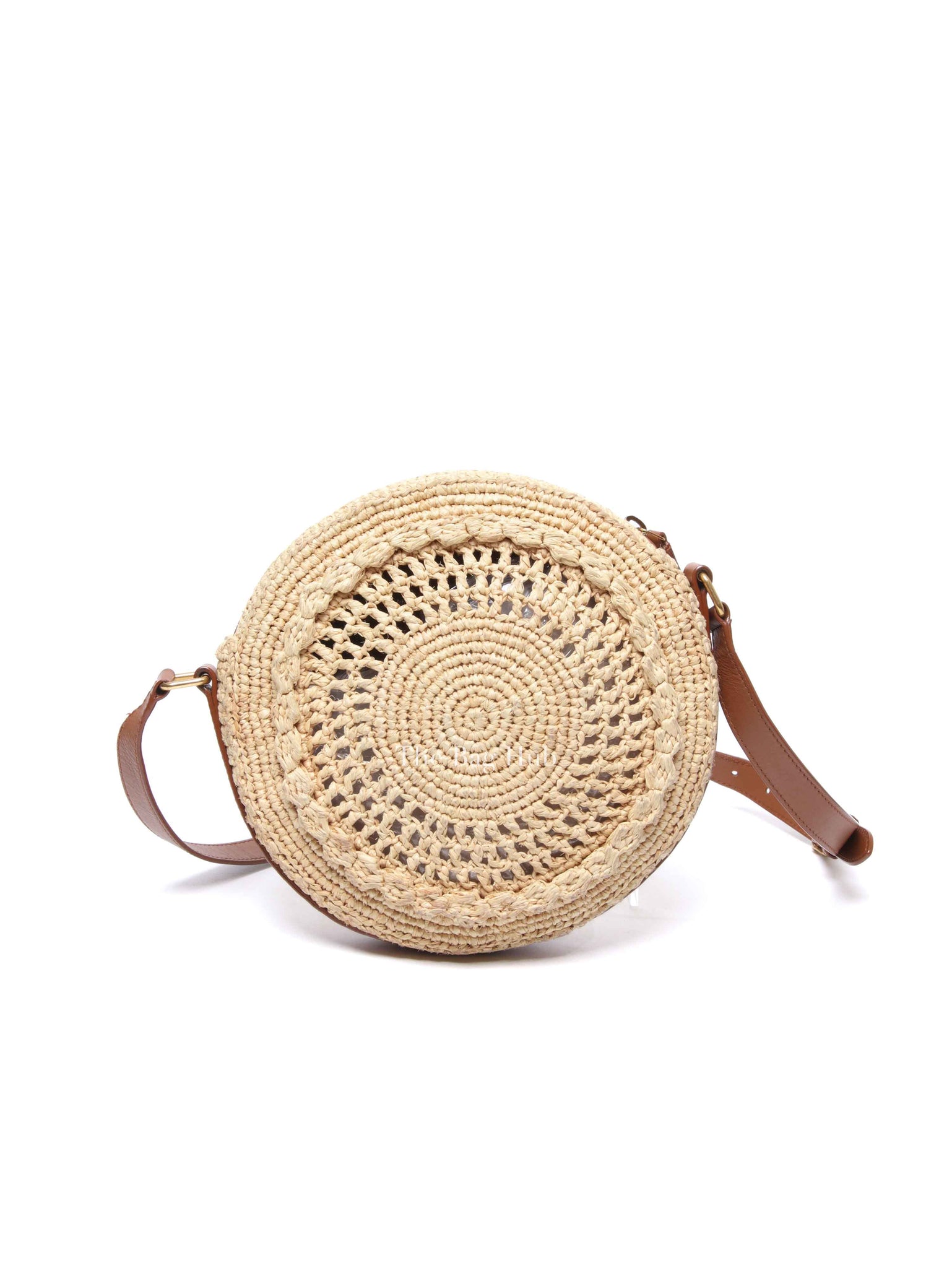 Saint Laurent Natural Raffia Round Crossbody Bag