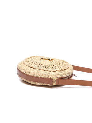 Saint Laurent Natural Raffia Round Crossbody Bag