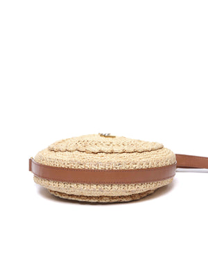 Saint Laurent Natural Raffia Round Crossbody Bag