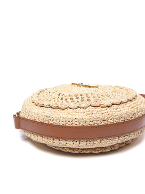 Saint Laurent Natural Raffia Round Crossbody Bag