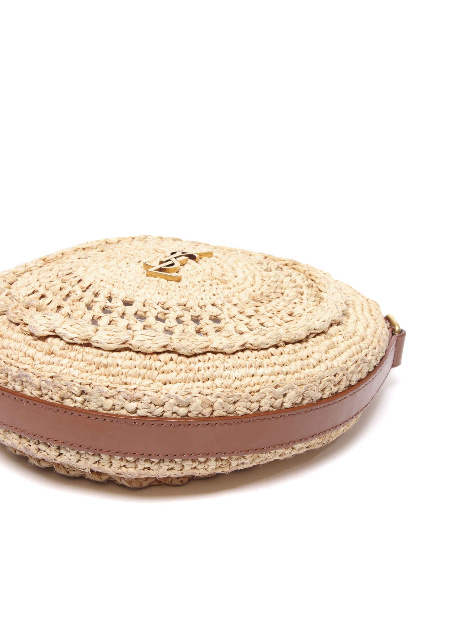 Saint Laurent Natural Raffia Round Crossbody Bag