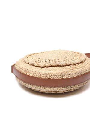 Saint Laurent Natural Raffia Round Crossbody Bag