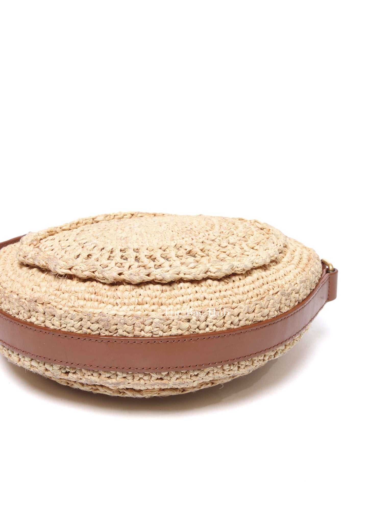 Saint Laurent Natural Raffia Round Crossbody Bag