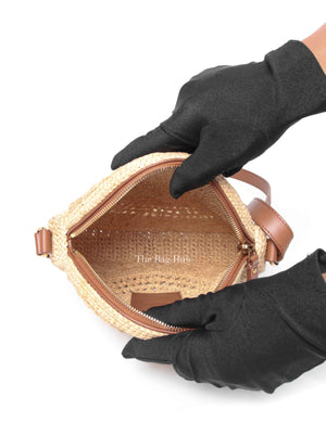 Saint Laurent Natural Raffia Round Crossbody Bag