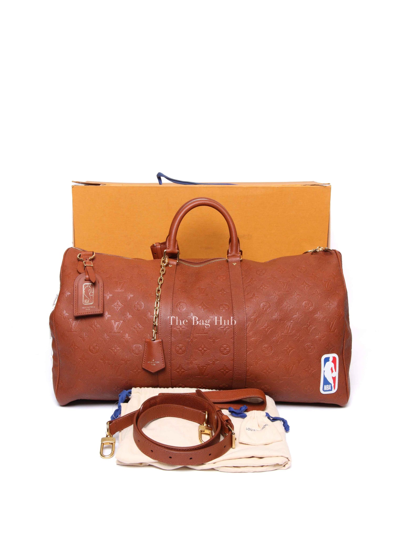 Louis Vuitton X NBA Ball Brown Grain Cowhide Monogram Embossed Keepall 55 Bag