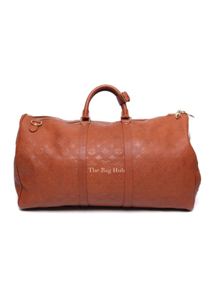 Louis Vuitton X NBA Ball Brown Grain Cowhide Monogram Embossed Keepall 55 Bag