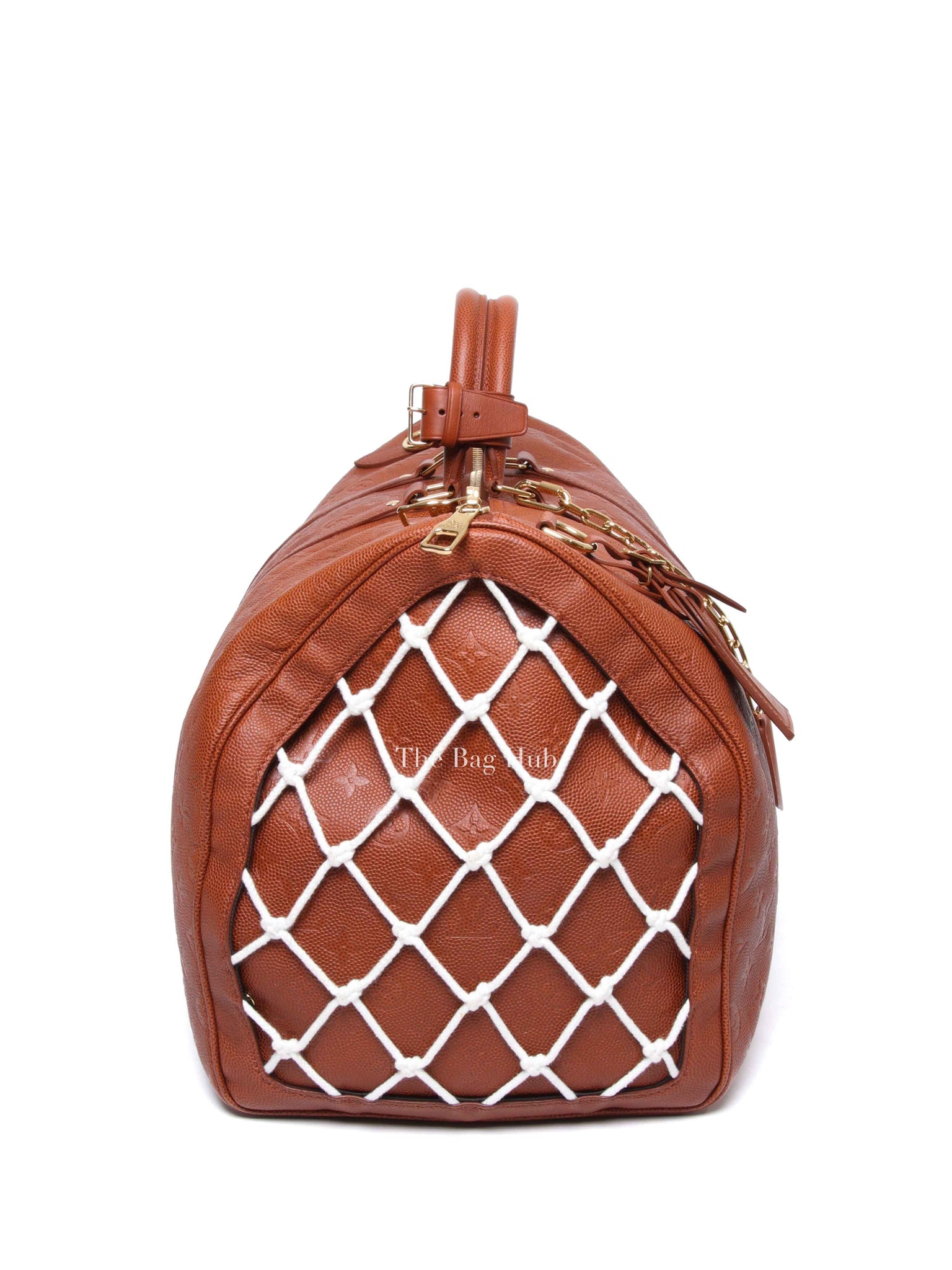 Louis Vuitton X NBA Ball Brown Grain Cowhide Monogram Embossed Keepall 55 Bag