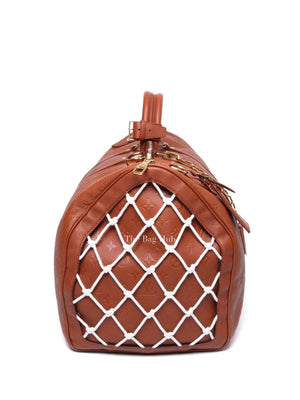 Louis Vuitton X NBA Ball Brown Grain Cowhide Monogram Embossed Keepall 55 Bag