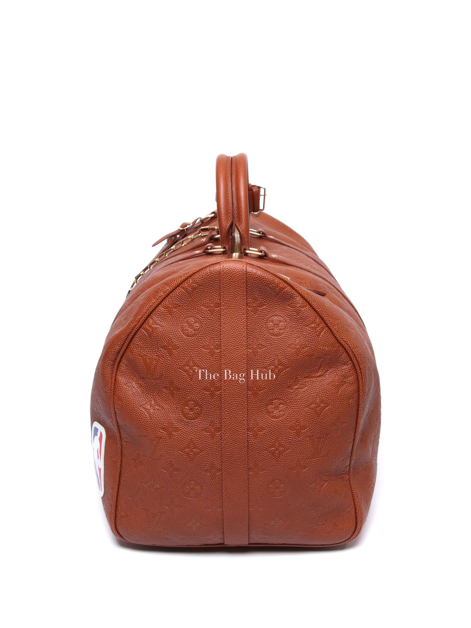 Louis Vuitton X NBA Ball Brown Grain Cowhide Monogram Embossed Keepall 55 Bag
