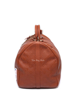 Louis Vuitton X NBA Ball Brown Grain Cowhide Monogram Embossed Keepall 55 Bag
