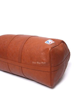 Louis Vuitton X NBA Ball Brown Grain Cowhide Monogram Embossed Keepall 55 Bag