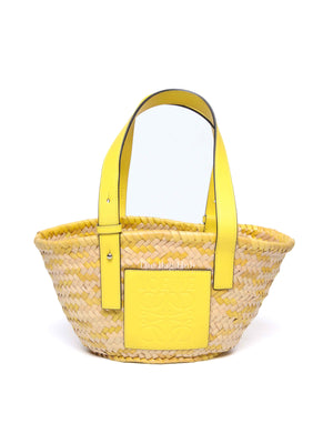 Loewe x Paula's Ibiza Yellow/Natural Confetti Raffia Small Basket Bag