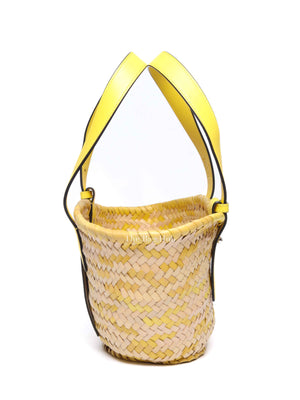 Loewe x Paula's Ibiza Yellow/Natural Confetti Raffia Small Basket Bag