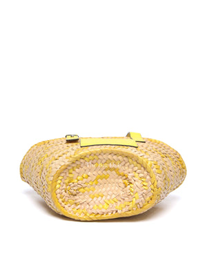 Loewe x Paula's Ibiza Yellow/Natural Confetti Raffia Small Basket Bag