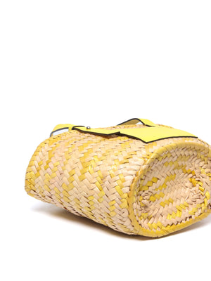 Loewe x Paula's Ibiza Yellow/Natural Confetti Raffia Small Basket Bag