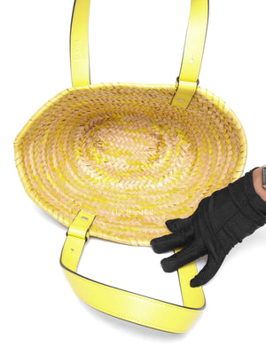 Loewe x Paula's Ibiza Yellow/Natural Confetti Raffia Small Basket Bag