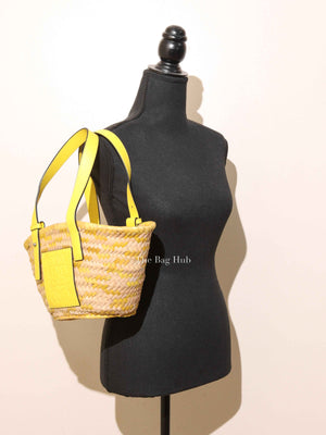 Loewe x Paula's Ibiza Yellow/Natural Confetti Raffia Small Basket Bag