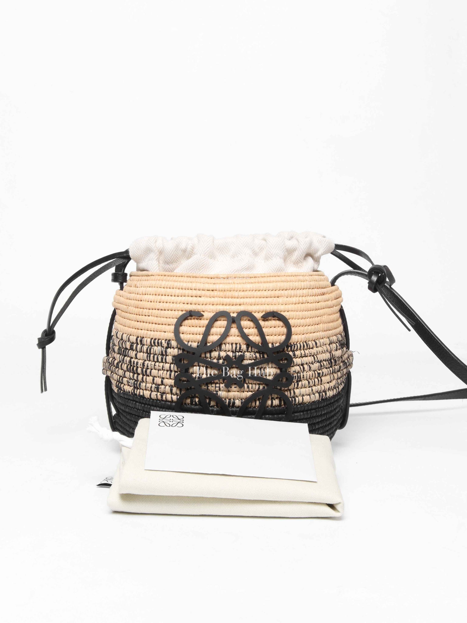 Loewe Black/Natural Raffia Beehive Basket Degrade Bag