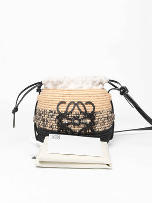 Loewe Black/Natural Raffia Beehive Basket Degrade Bag