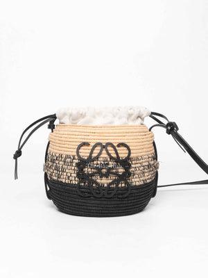 Loewe Black/Natural Raffia Beehive Basket Degrade Bag