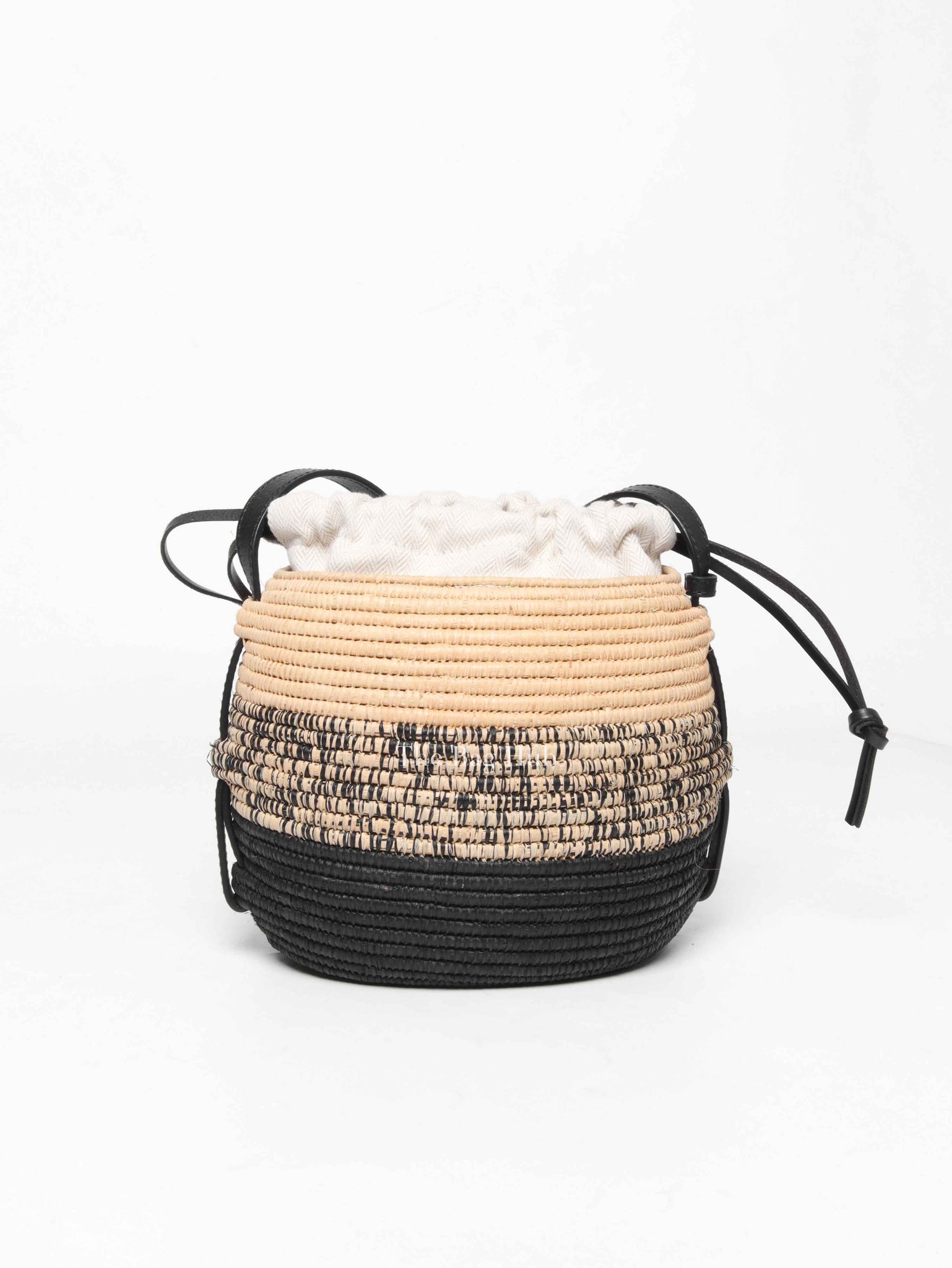 Loewe Black/Natural Raffia Beehive Basket Degrade Bag