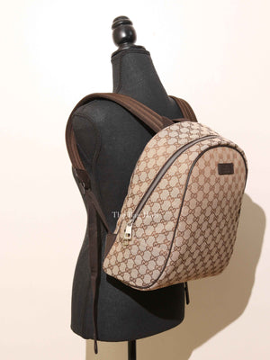 Gucci Beige Brown Monogram Canvas Backpack