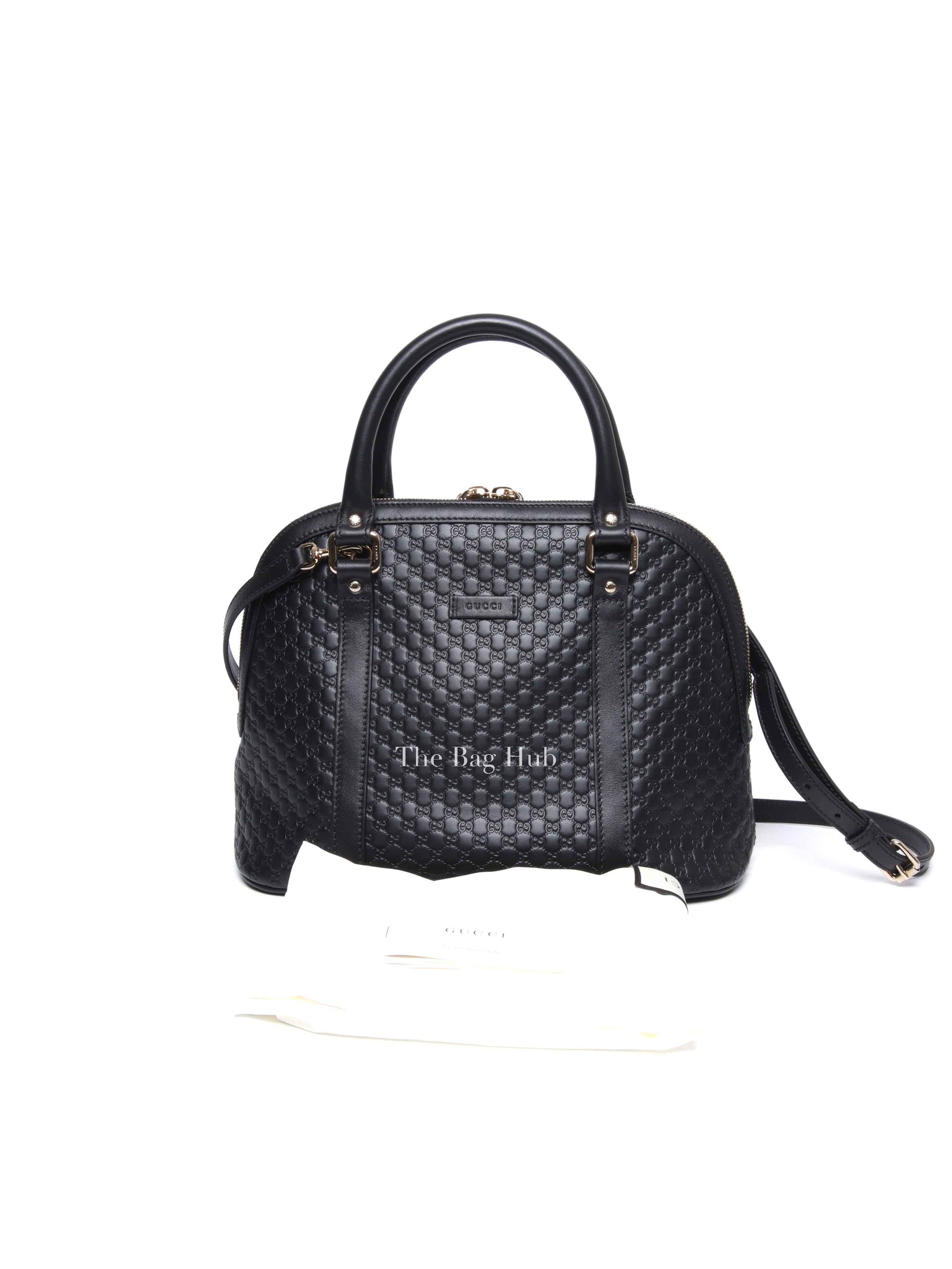 Gucci Black Leather Microguccissima Medium Dome Crossbody Bag