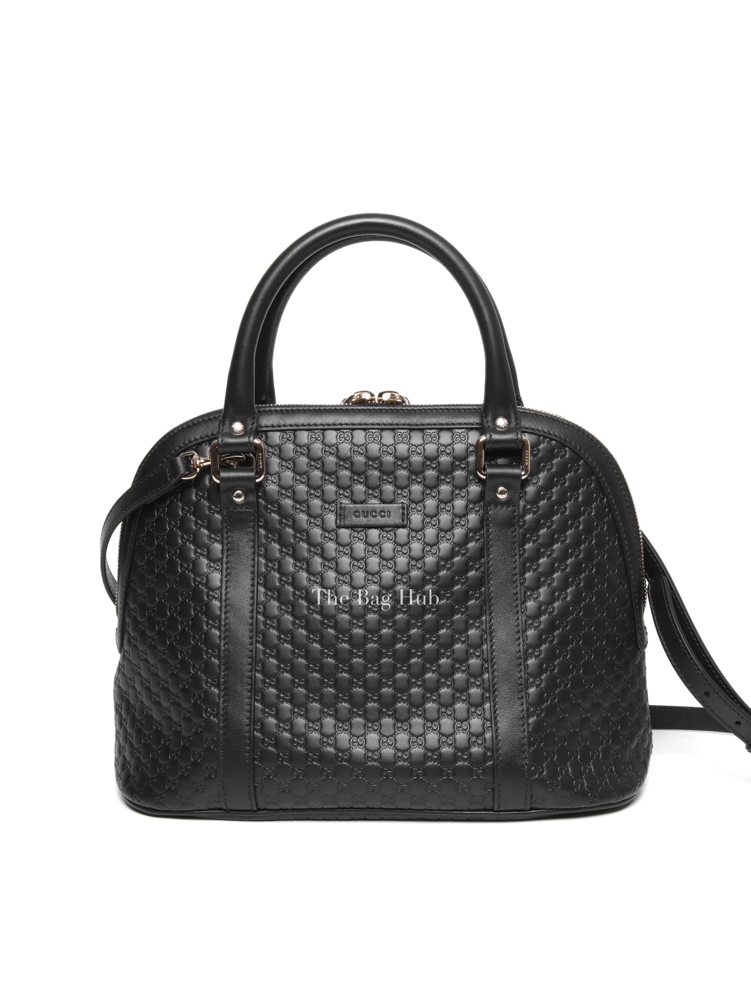 Gucci Black Leather Microguccissima Medium Dome Crossbody Bag