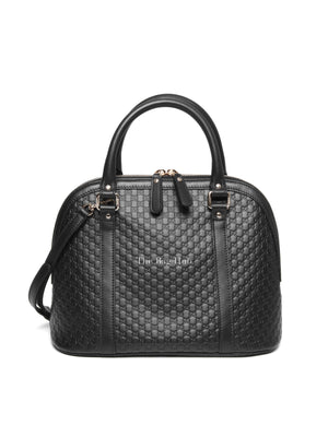 Gucci Black Leather Microguccissima Medium Dome Crossbody Bag