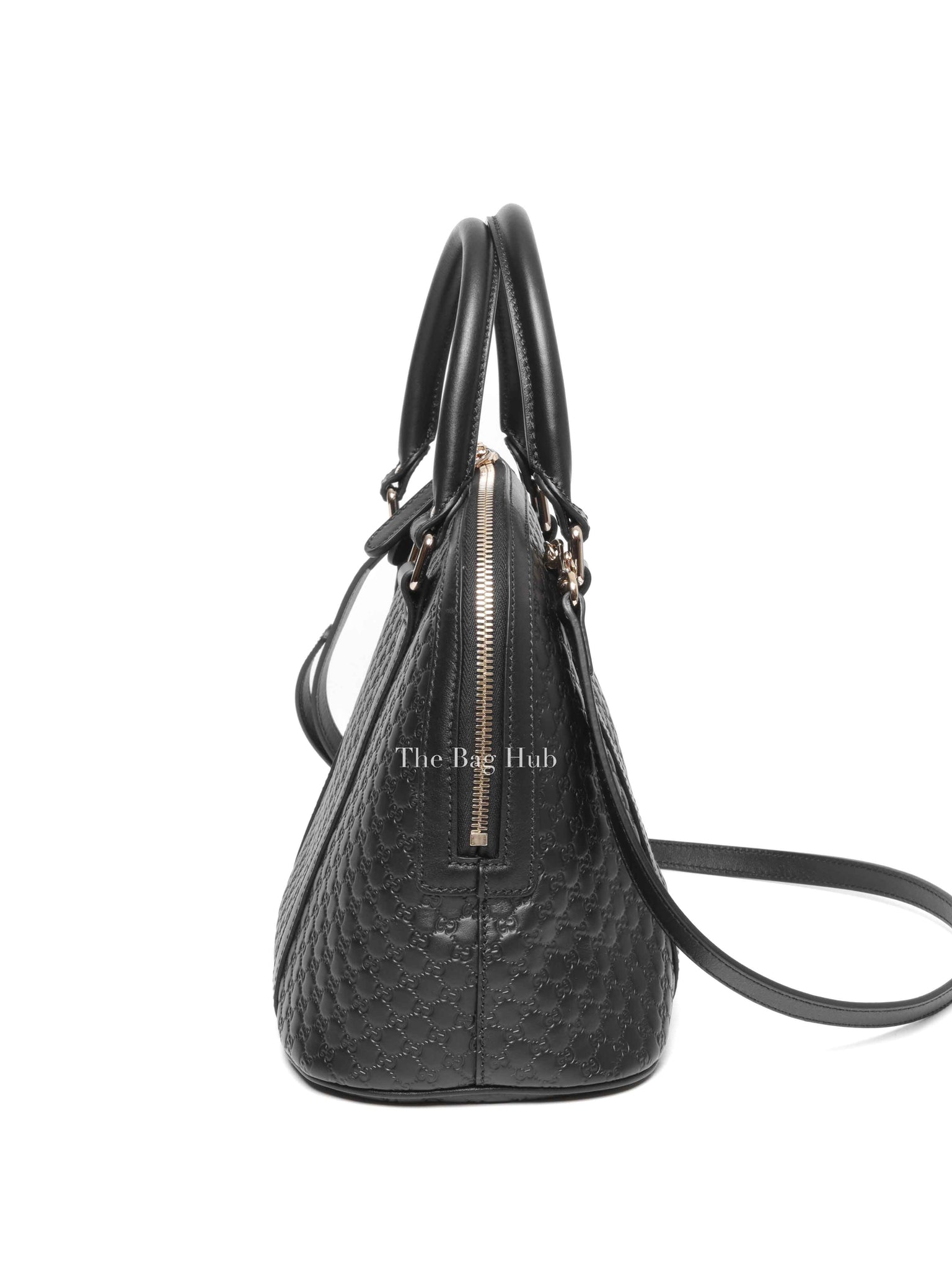 Gucci Black Leather Microguccissima Medium Dome Crossbody Bag