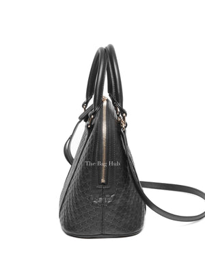 Gucci Black Leather Microguccissima Medium Dome Crossbody Bag