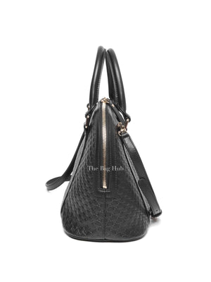 Gucci Black Leather Microguccissima Medium Dome Crossbody Bag