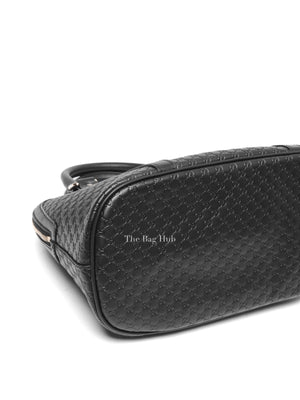 Gucci Black Leather Microguccissima Medium Dome Crossbody Bag
