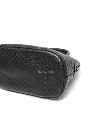 Gucci Black Leather Microguccissima Medium Dome Crossbody Bag