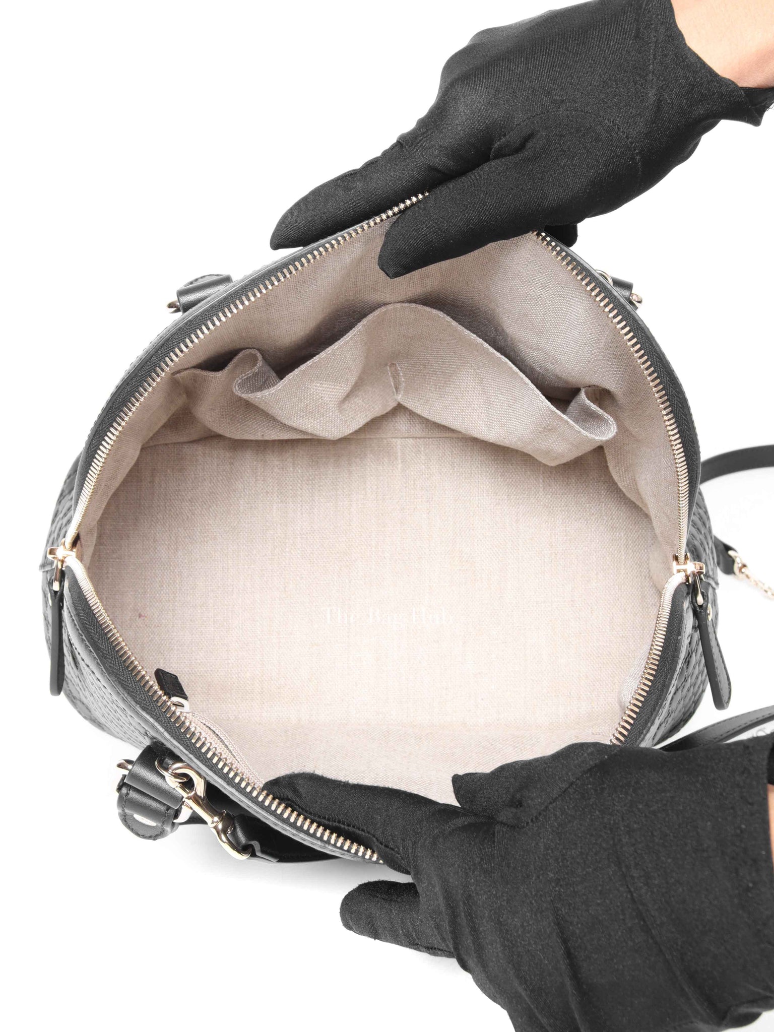 Gucci Black Leather Microguccissima Medium Dome Crossbody Bag