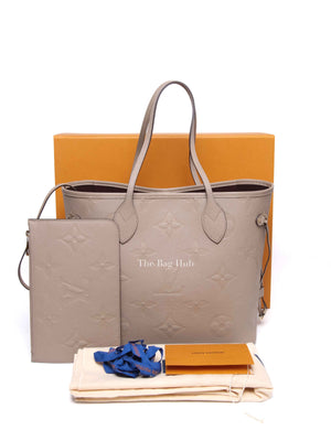 Louis Vuitton Turtledove Leather Empreinte Monogram Giant Neverfull MM Tote Bag
