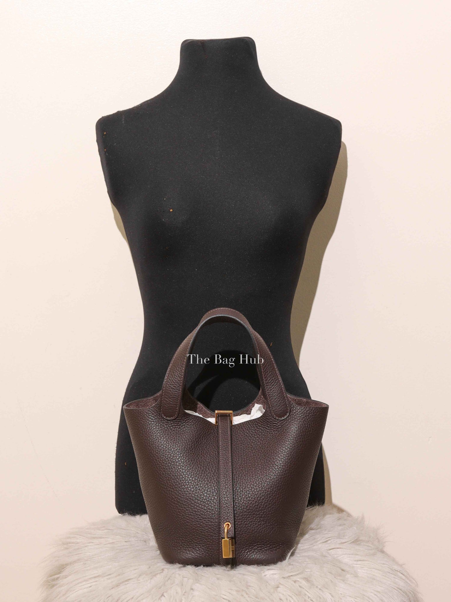 Hermes Ebene Taurillon Clemence Leather Picotin Lock Bag