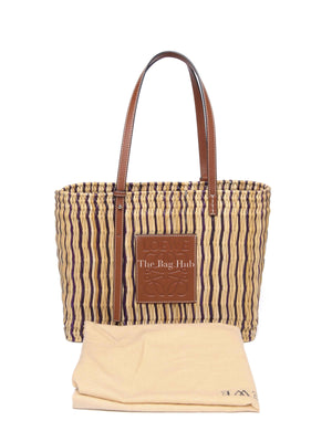 Loewe Tan/Natural Raffia Paula's Ibiza Reed Square Basket Tote Bag