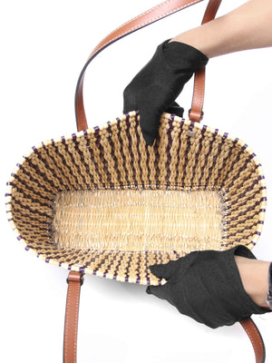 Loewe Tan/Natural Raffia Paula's Ibiza Reed Square Basket Tote Bag